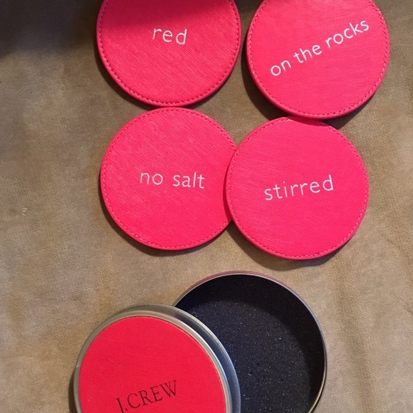 J. Crew Other - JCrew coasters red in tin nwot fun gift drink logo